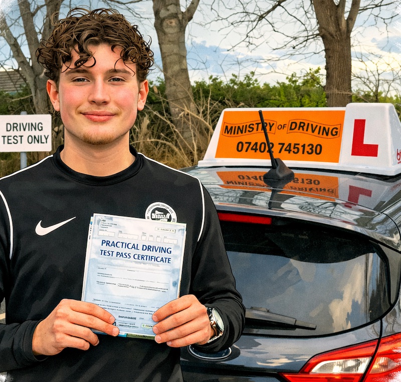 Driving test success moment